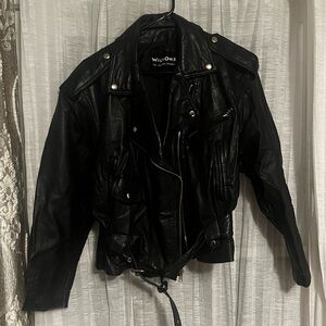 Wilsons Leather Women's Black Leather Moto Jacket Size M